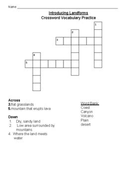 Introducing Landforms Vocabulary Practice by Learning with Mrs Lentz