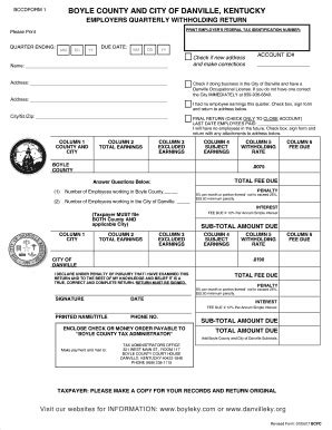 Boyle County and City of Danville Withholding Return - Fill Out, Sign ...