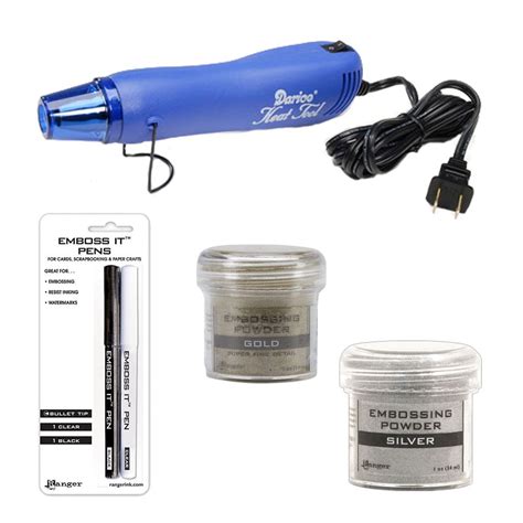 Embossing Starter Kit: Heat Tool Machine, Emboss It Pens, Ranger Gold ...