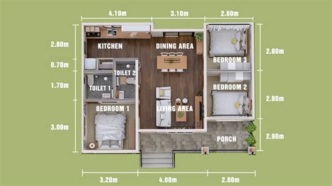 7.5 x 10 m One Storey House Design with 3 Bedrooms ~ Homifine.com