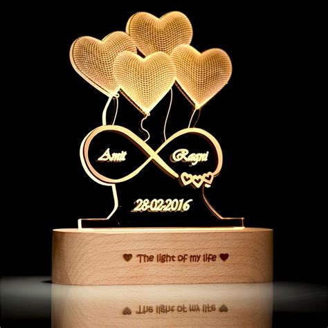 Buy ZOCI VOCI Anniversary Gift Personalized 3D Illusion Heart Lamp ...