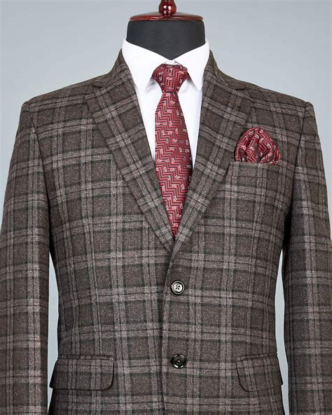 Zordic Brown Wool Rich Checkered Blazer | Hamercop