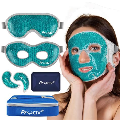 Amazon.com: Cooling Eye Mask Ice Face Mask - Gel Beads Hot Cold ...