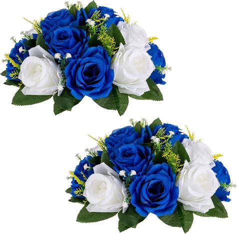 Amazon.com: Sziqiqi Blue Artificial Flowers for Decoration Fake Kissing ...