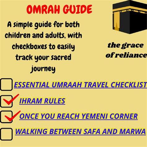 Printable Umrah Checklist for Kids and Adultes KIDS EASY Omra Guide With Checklist for Children ...