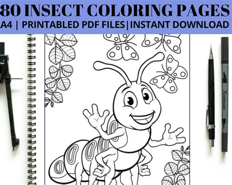 Buy 80 Insect Coloring Pages, Kids Birthday Party Activity (INSTANT ...
