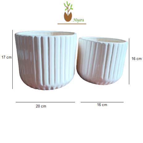 White line Planter Pot Set of 2 – Niyara
