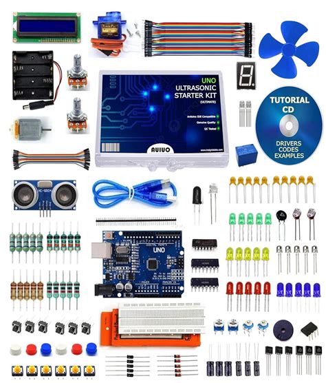 AUIUO - UNO R3 Ultrasonic Sensor Starter Kit Compatible with Arduino ...