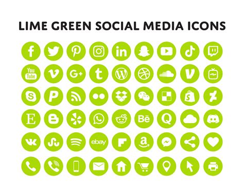 Buy Lime Green Social Media Icons Bundle - Over 200 Social Media Icons ...