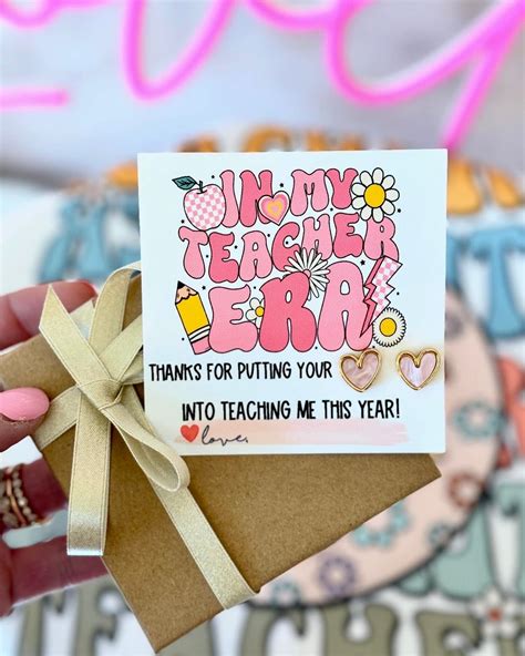 Teacher Appreciation End of year gift, Pink & Gold Heart Stud earrings ...