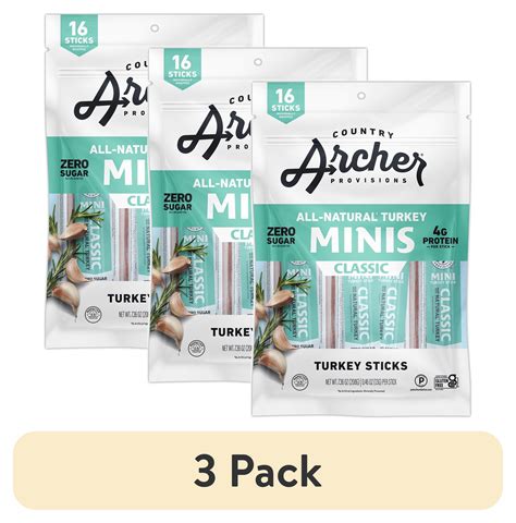 (3 pack) Archer Classic Turkey Mini Sticks 0.5oz 16 Count Bag - Walmart.com