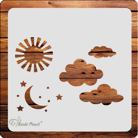Kachi Pencil Clouds, Moon, Sun Stencils for Art, Craft and Painting ...