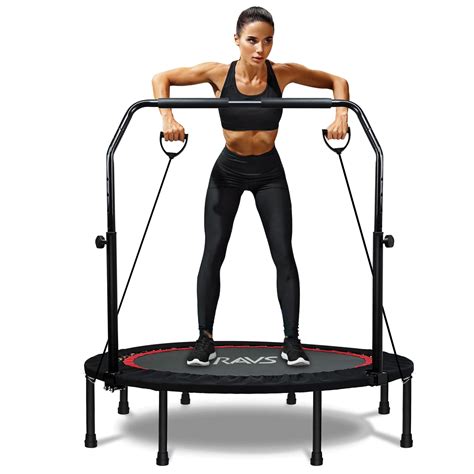 RAVS Mini Trampoline for Kids Adults 40"/48" Foldable Fitness Rebounder Kids Trampoline with 5 ...