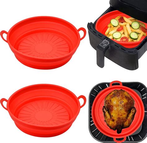 Set de 2 cosuri pentru friteuza cu aer Pipihome, silicon, gri, 21,5 x ...