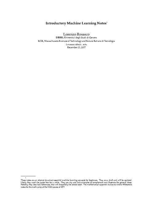 MLNotes - This is the pdf of notes of DMV. - Introductory Machine ...