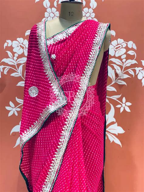 CXC GEORGETTE MOTHRA SILVER WORK SAREE – sbsjaipur