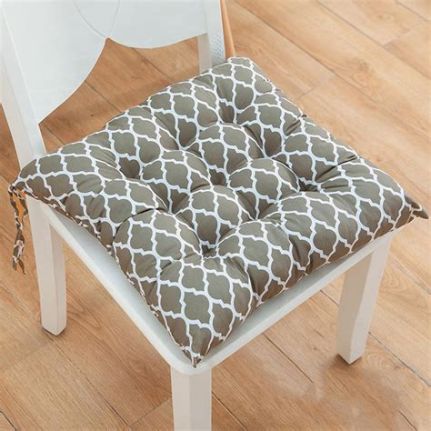 Set of 4 Soft Chair Cushions with Ties, Square Kitchen Chair Cushions ...