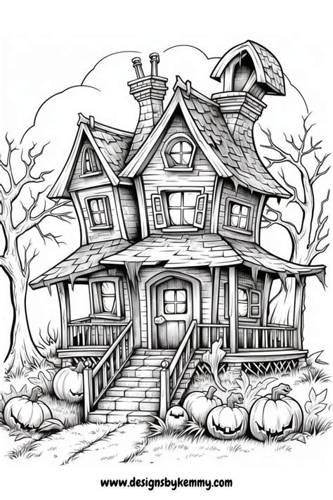 Halloween House Coloring Pages in 2025 | Halloween coloring pages ...
