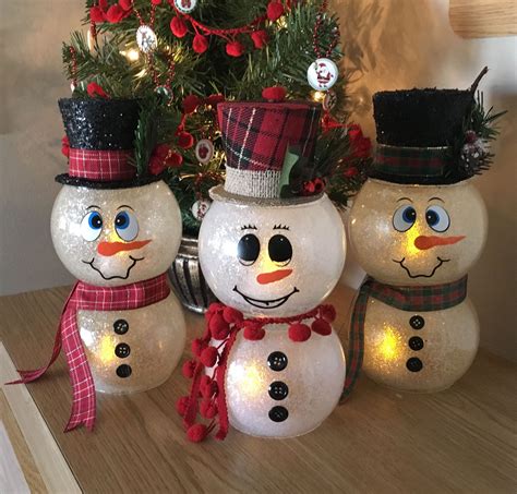 Snowman fishbowl lights | Christmas crafts, Snowman christmas ...