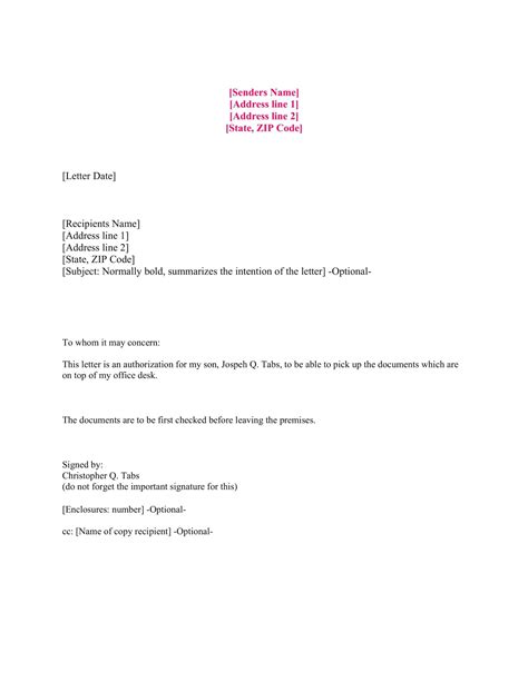 Free Printable Authorization Letter Templates [Word, PDF] Claim