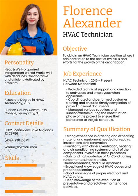 Free HVAC Technician Resume Template to Edit Online