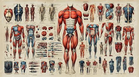 Vector poster of muscular system labeling major muscle groups in the ...