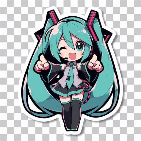 🎤 Hatsune Miku Wink | Vocaloid Charm PNG Sticker Download 💙