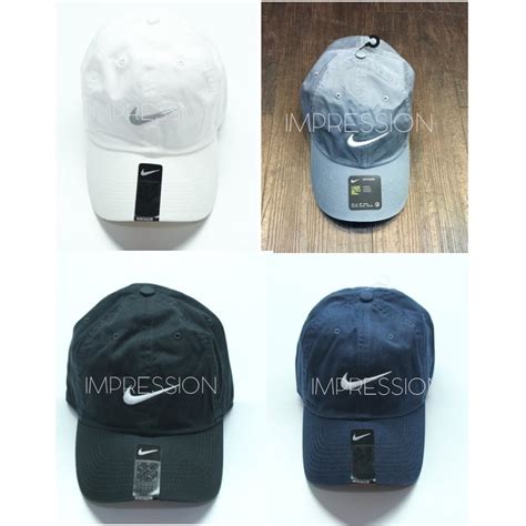 【IMPRESSION】NIKE NSW SWOOSH CAP 電繡 經典 Logo 老帽 彎帽 白 灰 黑 藍 | 蝦皮購物