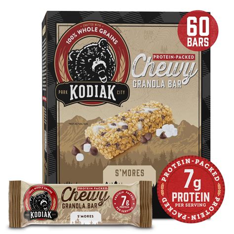 Kodiak Cakes Chewy Granola MFF30 Snack Bars, S'mores, High Protein, 100 ...