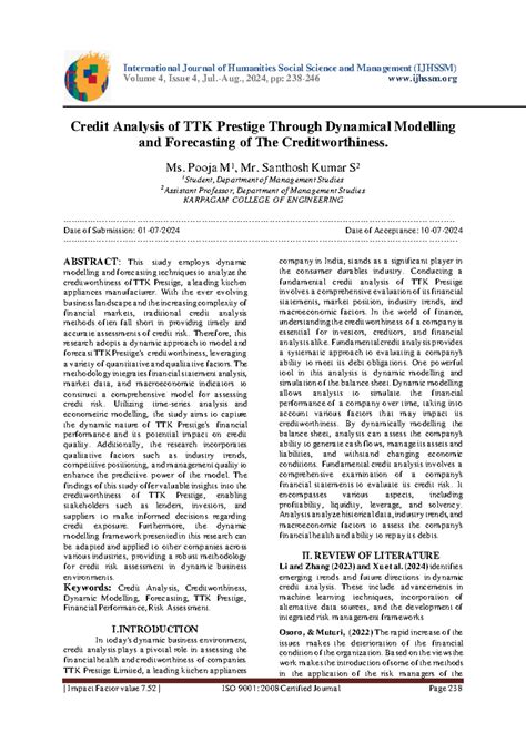 Credit Analysis - Volume 4, Issue 4, Jul.-Aug., 2024, pp: 2 38 - 246 ...
