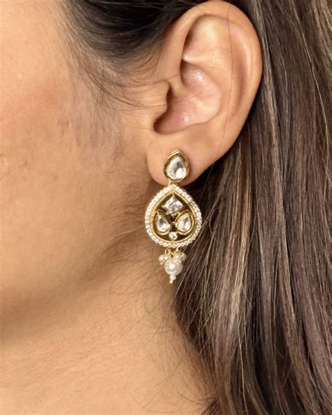 Kundan Pearl Drops Pendant Set | Moti Work | 18K Gold Plating ...