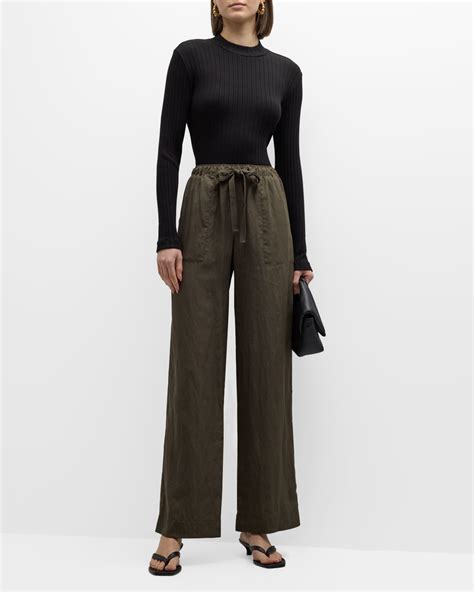 Vince Mid-Rise Wide-Leg Utility Drawstring Pants | Neiman Marcus