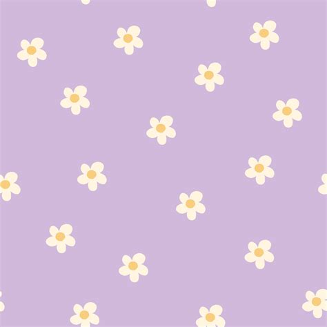 Floral seamless pattern with purple daisy flower and leaves on pastel ...