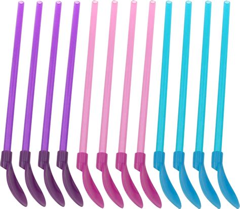 Amazon.com: ZZLZX 8 PCS Plastic Straw Spoons Reusable Straw Spoons ...
