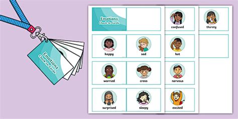 Lanyard-Sized Emotions Check-In Cards | Twinkl