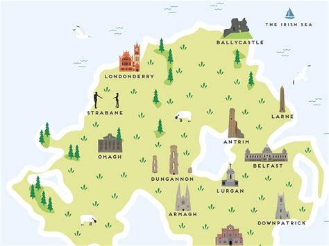 Northern Ireland Map Illustrated map of Northern Ireland | Etsy