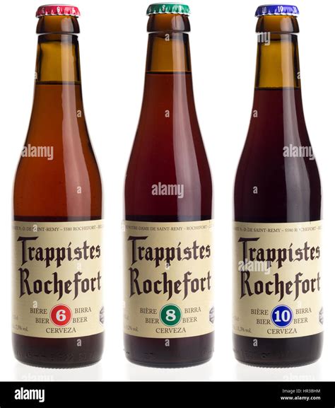 Belgian trappist beer Rochefort 6, 8 and 10 isolated on a white background Stock Photo - Alamy