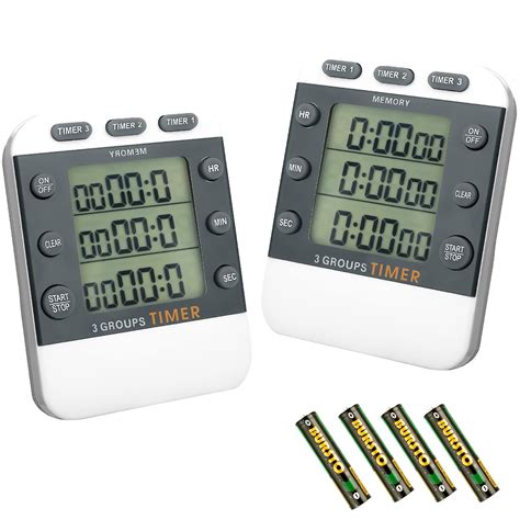 Buy Photect 2 Pieces Digital Dual Kitchen Timer 3 Channels Count UP ...