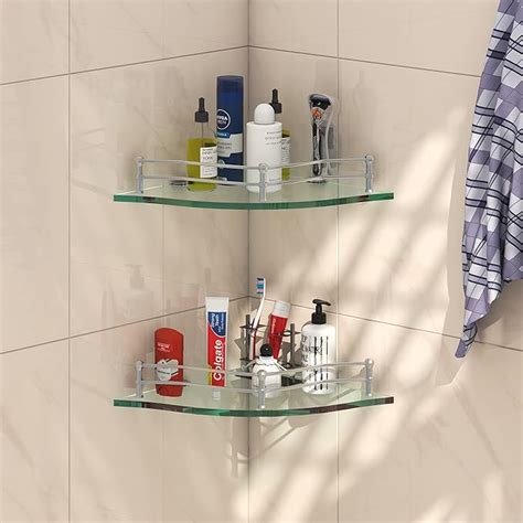 Klaxon Premium Glass Shelf for Bathroom/Wall Shelf/Storage Shelf (9 * 9 ...