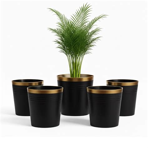 JD FRESH 5 Pack Bucket Patio Plastic Flower Pots with Drainage Hole ...