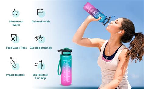 URBANFIX Plastic Motivational Water Bottle With Time Marker-1 Litres ...