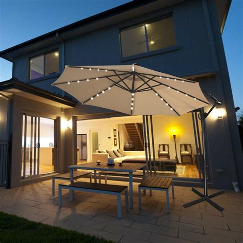 Premium LED Patio Offset Umbrella Outdoor Standing with Lights – antsll