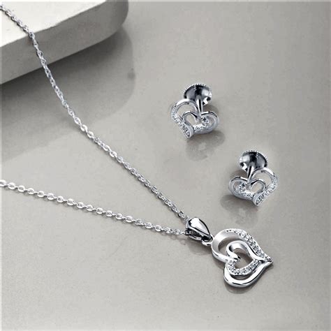 Nested Heart 925 Silver Jewellery Set - Valentine's Gift – Zavya