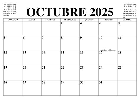 FREEBIE October 2025 CALENDAR CALENDARIO Octubre 2025 GRATIS - Educational Images | Picstank