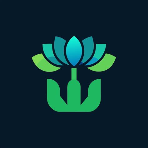 A blue and green logo with a blue flower on it | Premium AI-generated ...
