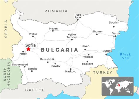 Premium Vector | Bulgaria political map with the capital sofia most important cities and ...