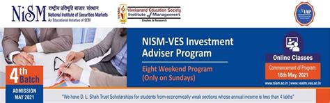 Admission open for NISM-VES Investment Adviser Program. - National ...