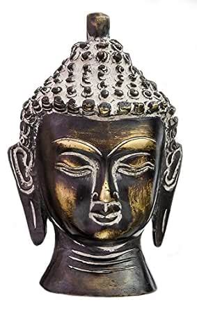 Exotic India The Buddha Head (Small Sculpture) - Brass Sculpture ...