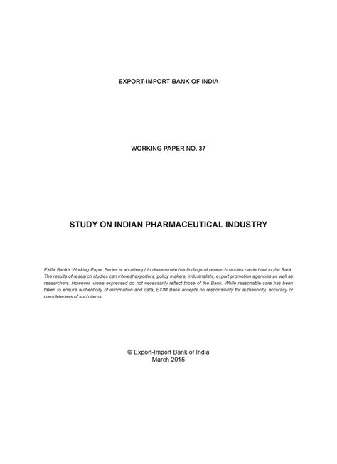 Pharmaceutical Industry in India 001 - EXPORT-IMPORT BANK OF INDIA ...