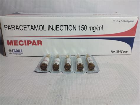 Mecipar Inj. 2 Ml ( Paracetamol Injection 150 Mg/Ml ) By Cadila ...